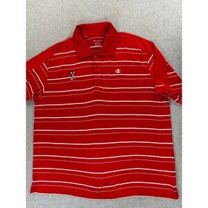 Champion Mickey‎ Mouse Striped Short Sleeve Golf Polo Shirt (Men's XL) Red
